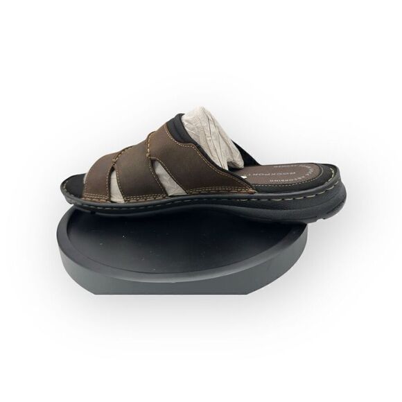 NWOT Rockport Mens Leather Slip-On Flat Heel Darwyn Slide Sandal Brown Size 10 main image 4